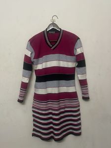 Striped Knit Sweater V neck