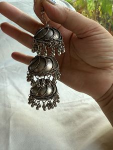 Oxidise, silver colour earrings, JhumkaS