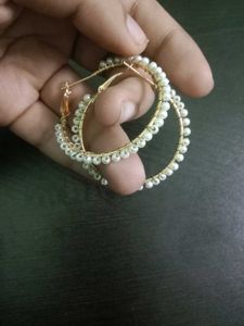 Hoop Earrings with Pearl Beads
