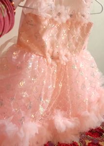 Peach Sparkly Flower Girl Dress