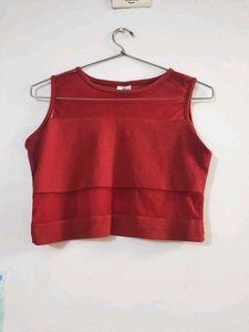 Red Sleeveless Crop Top