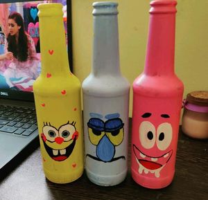 Hand-painted Bottle Set Of 3