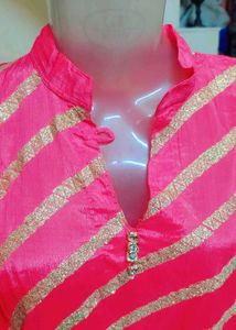 Pink &amp; Gold Striped Kurta