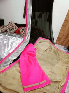 Stylish Sequin &amp; Pink Saree
