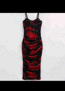 URBANIC BUSTIER MESH MIDI DRESS