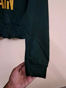 Dark Green Cropped Sweatshirt
