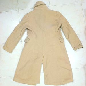 Vintage Beige Wool Blend Long Coat