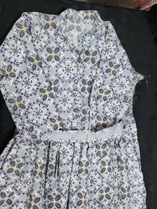 Blue &amp; White Printed Kurta
