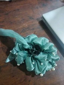 Teal Floral Hair Clip