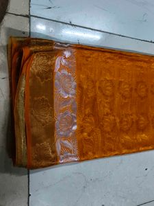 Elegant Orange Banarasi Saree