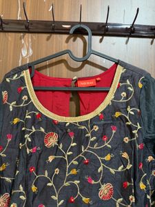Black And Red Anarkali Kirti XXL Size New W/o Tag