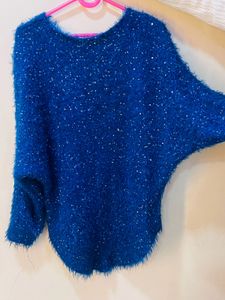 Sparkly Blue Fuzzy Sweater