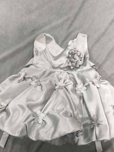 Cute Silver Flower Girl Dress