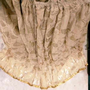 Ethnic Foil Print Jute Skirt