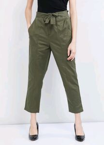 Max Women Olive Cotton Pant | Waist 26 | Hip 30 |