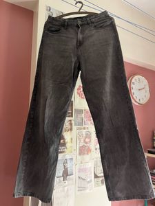 straight fit washed black jeans