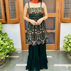 Elegant Embroidered Kurta sharara Set