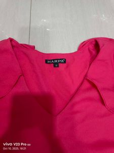 Pink Ruffle Cold Shoulder Top