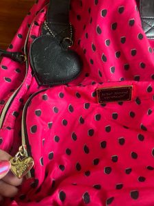 Magenta Strawberry Print Backpack