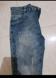 Blue Casual Ripped Jeans On Sale