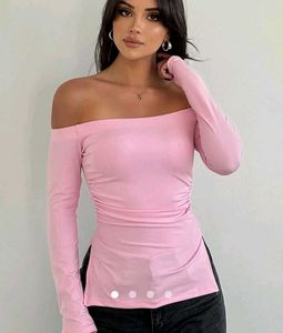 Savana Pink Off-Shoulder Long Sleeve Top❤