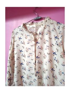 White Floral Full-Sleeve Top
