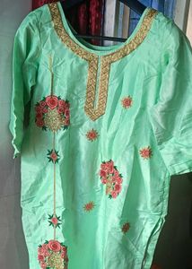 Mint Green Embroidered Kurti