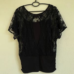 Black Lace Top with Cutout