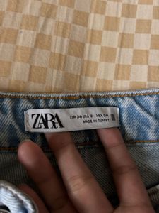 Zara High Rise Light Blue Mom Fit Jeans