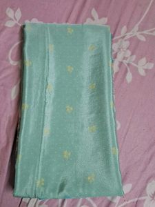 Silk Silver Zari Saree - Turquoise &amp; White