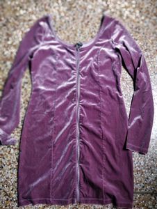 H&amp;M. Purple Velvet Mini Dress