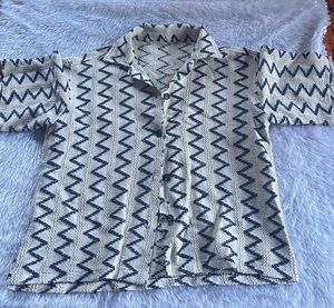 Zig-Zag Pattern Button Down Shirt