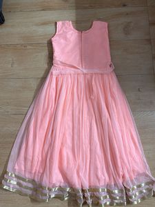 Peach Color Gown In Net For Girls