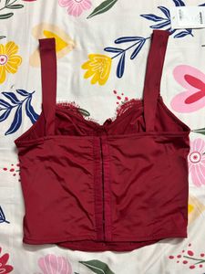 Littlebox Burgundy sweetheart neck Corset Top