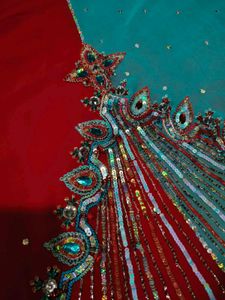 HEAVY HANDWORK LEHANGA TYPE READY TO WEAR SAREE