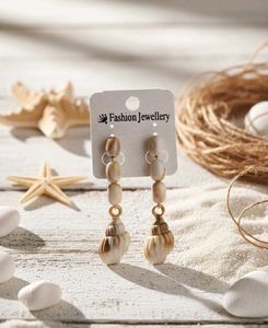 Seashell Dangle Earrings with Cowrie Shell Beads