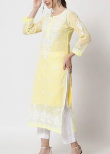 Elegant Yellow Chikankari Kurta