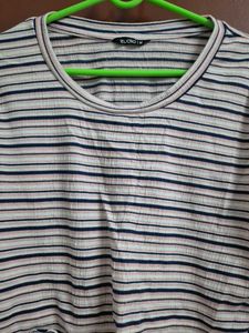 Blue And Pink Striped Crop Top