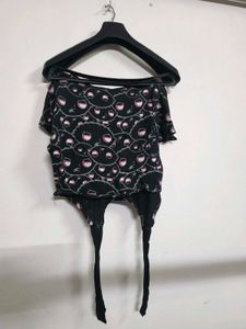 Black Front Tie Up Top