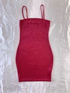 Red Bodycon Glitter Party Dress