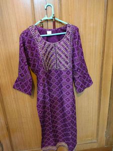 Purple Embroidered Mirror Work Kurti