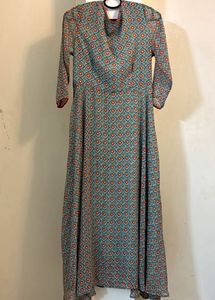 Vintage Floral Print Midi Dress