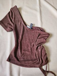 H&amp;M One Shoulder Drawstring Top