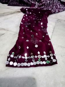 Beautiful Heavy Mirror Work Nayera Cut Kirti With Dupatta &amp; Belt