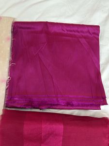 Cream And Pink Banarasi Suit Material