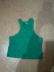 Green Ribbed Tank Top