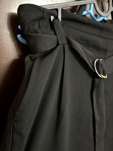 Black Belted Wide Leg Pants