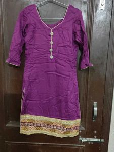 Purple Embroidered Kurta salwar and dupatta