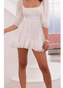 BLUSHIA Classy Elegant WomenDresses (White)