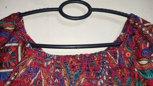 jaipuri print, red crop top